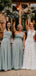 Mismatched A-line Cheap Long Bridesmaid Dresses , GRB0011