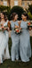 Formal Dusty High-neck Long Bridesmaid Dresses , GRB0017