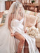 Gorgeous White Satin A-line Strapless High Slit Long Wedding Dresses, Sweetheart Ball Gown, GRB0019