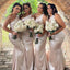 Gorgeous Mermaid Champagne Satin One Shoulder Long Custom Bridesmaid Dresses , GRB0026