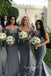 Off Shoulder Grey Appliques Mermaid Long Custom Bridesmaid Dresses , GRB0031