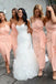 Peach Strapless Long Custom Mermaid Bridesmaid Dresses, Short Bridesmaid Dress, GRB0035