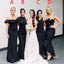 Mismatched Mermaid Cheap Long Custom Black Bridesmaid Dresses , GRB0045