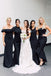 Mismatched Mermaid Cheap Long Custom Black Bridesmaid Dresses , GRB0045