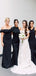 Mismatched Mermaid Cheap Long Custom Black Bridesmaid Dresses , GRB0045