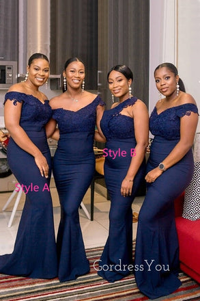 mismatched navy blue bridesmaid dresses Navy Blue Very Bridesmaid Dresses Mismatched Navy Blue Elegant Mermaid Floor-length Bridesmaid