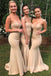 Sweetheart Gold Mermaid Strapless Cheap Long Custom Bridesmaid Dresses, GRB0051