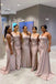 One Shoulder Mermaid Satin Long Custom Bridesmaid Dresses, GRB0060