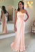 Peach Satin One Shoulder Mermaid Cheap Long Custom Bridesmaid Dresses, GRB0066