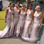 Simple Mermaid Satin V-neck Cheap Long Custom Bridesmaid Dresses, GRB0071