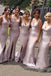 Simple Mermaid Satin V-neck Cheap Long Custom Bridesmaid Dresses, GRB0071