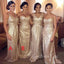 Mismatched Gold Sequins Mermaid Cheap Long Custom Bridesmaid Dresses, GRB0072