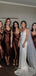 Simple Satin Spaghetti Straps V-neck Cheap Long Custom Bridesmaid Dresses, GRB0075