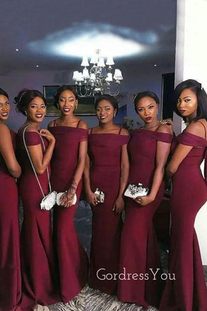 Off the shoulder hot sale maroon bridesmaid dress