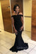 Off Shoulder Black Mermaid Long Cheap Custom Bridesmaid Dresses, GRB0084