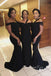 Off Shoulder Black Mermaid Long Cheap Custom Bridesmaid Dresses, GRB0084