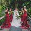 Gorgeous Dark Red Mermaid Appliques Long Off Shoulder Custom Bridesmaid Dresses, GRB0085