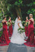 Gorgeous Dark Red Mermaid Appliques Long Off Shoulder Custom Bridesmaid Dresses, GRB0085