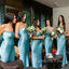 Simple Strapless Satin Mermaid Long Cheap Custom Bridesmaid Dresses, GRB0091