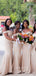 Off Shoulder Champagne Long Cheap Custom Mermaid Bridesmaid Dresses, GRB0098