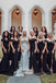 Popular Black Satin Mermaid Long Cheap Custom Sweetheart Bridesmaid Dresses, GRB0101