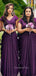 Mermaid V-neck Long Cheap Custom Purple Bridesmaid Dresses, GRB0103