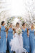 Dusty Blue Tulle A-line Long Cheap Custom Bridesmaid Dresses, GRB0104