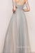 Off Shoulder Grey Tulle A-line Long Cheap Custom Bridesmaid Dresses, GRB0105