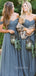 Mismatched Dusty Tulle A-line Long Cheap Custom Bridesmaid Dresses, GRB0106