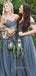 Mismatched Dusty Tulle A-line Long Cheap Custom Bridesmaid Dresses, GRB0106