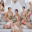 Mismatched Rouse Gold Sequins Mermaid Long Cheap Custom Bridesmaid Dresses, GRB0108