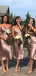 Simple Spaghetti Straps Dusty Rose Satin Long Cheap Custom Bridesmaid Dresses, GRB0111