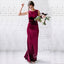 Mermaid Burgundy Velvet Long Cheap Custom Bridesmaid Dresses, GRB0112