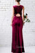 Mermaid Burgundy Velvet Long Cheap Custom Bridesmaid Dresses, GRB0112