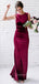 Mermaid Burgundy Velvet Long Cheap Custom Bridesmaid Dresses, GRB0112