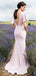 Mermaid Pink Satin V-neck Long Cheap Custom Cap Sleeves Bridesmaid Dresses, GRB0113