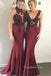 Mismatched Mermaid Burgundy Appliques Long Cheap Custom Bridesmaid Dresses, GRB0116