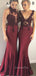 Mismatched Mermaid Burgundy Appliques Long Cheap Custom Bridesmaid Dresses, GRB0116