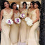 Mismatched Yellow Appliques Long Cheap Custom Mermaid Bridesmaid Dresses, GRB0117