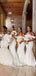 White Mermaid Off Shoulder Long Cheap Custom Bridesmaid Dresses, GRB0119