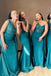 Jade Satin Sequins One Shoulder Mermaid Long Cheap Custom Bridesmaid Dresses, GRB0123