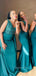 Jade Satin Sequins One Shoulder Mermaid Long Cheap Custom Bridesmaid Dresses, GRB0123