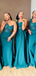 Jade Satin Sequins One Shoulder Mermaid Long Cheap Custom Bridesmaid Dresses, GRB0123