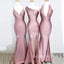 Mismatched Mermaid Satin Long Cheap Custom Bridesmaid Dresses, GRB0126