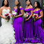 Off Shoulder Purple Satin Mermaid Long Cheap Custom Sweetheart Bridesmaid Dresses, GRB0127