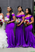 Off Shoulder Purple Satin Mermaid Long Cheap Custom Sweetheart Bridesmaid Dresses, GRB0127