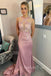 Dusty Satin Appliques Mermaid Long Cheap Custom High-neck Bridesmaid Dresses, GRB0131