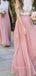 Two Pieces A-line Chiffon Lace Long Cheap Custom Bridesmaid Dresses, GRB0135