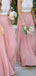 Two Pieces A-line Chiffon Lace Long Cheap Custom Bridesmaid Dresses, GRB0135