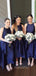 A-line Nave Blue Satin Long Cheap Custom Bridesmaid Dresses, GRB0136